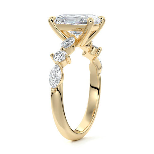 Althea - Radiant Yellow Gold Engagement Ring Side View | Nura Lab