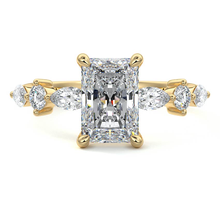 Althea - Radiant Yellow Gold Engagement Ring Detail View | Nura Lab