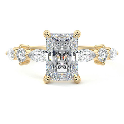 Althea - Radiant Yellow Gold Engagement Ring Detail View | Nura Lab