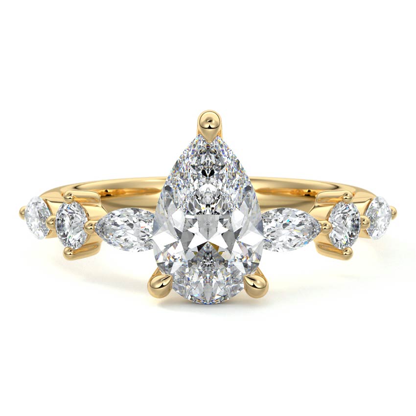 Althea - Pear Yellow Gold Engagement Ring Detail View | Nura Lab