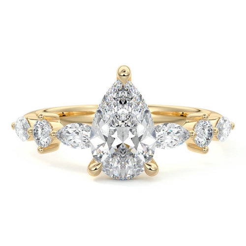 Althea - Pear Yellow Gold Engagement Ring Detail View | Nura Lab