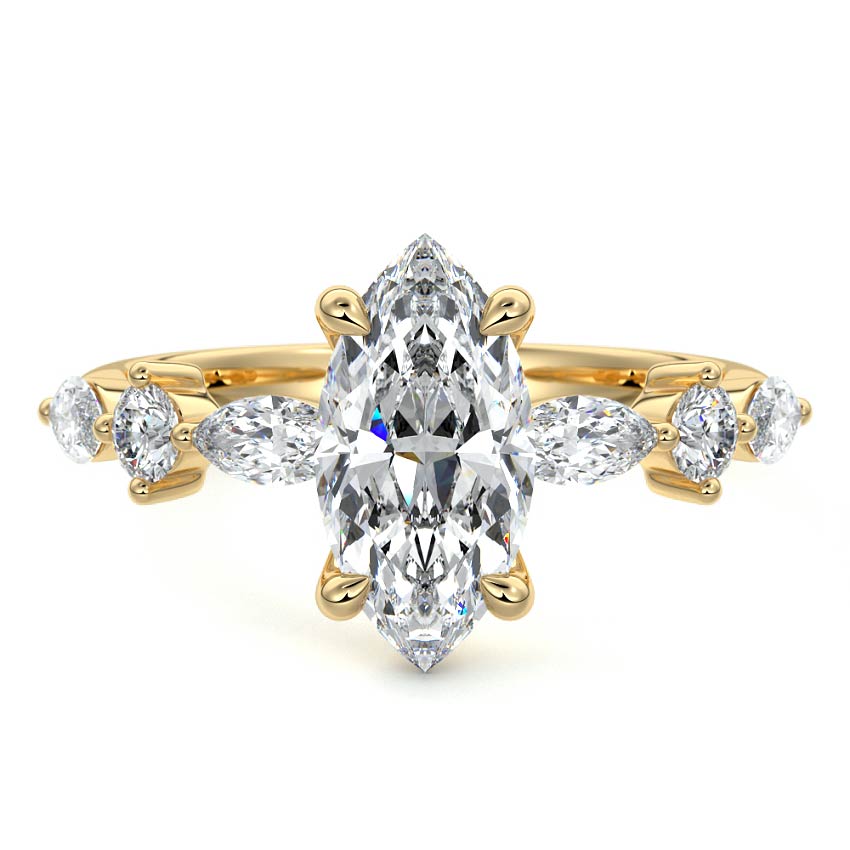 Althea - Marquise Yellow Gold Lab Grown Diamond Engagement Ring | Nura Lab