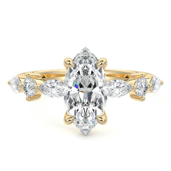 Althea - Marquise Side Stone Lab Grown Diamond Engagement Ring
