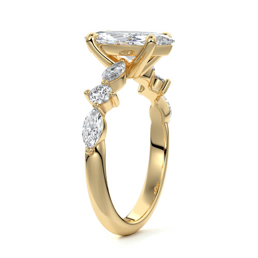Althea - Marquise Yellow Gold Engagement Ring Side View | Nura Lab