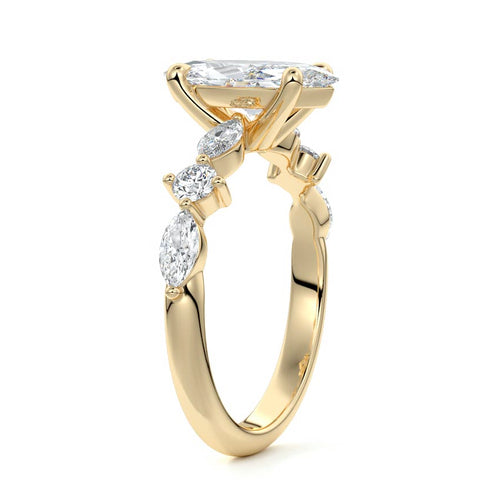 Althea - Marquise Yellow Gold Engagement Ring Side View | Nura Lab