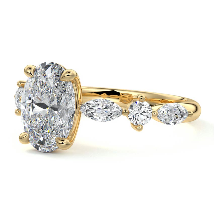 Althea - Oval Yellow Gold Engagement Ring Profile View | Nura Lab