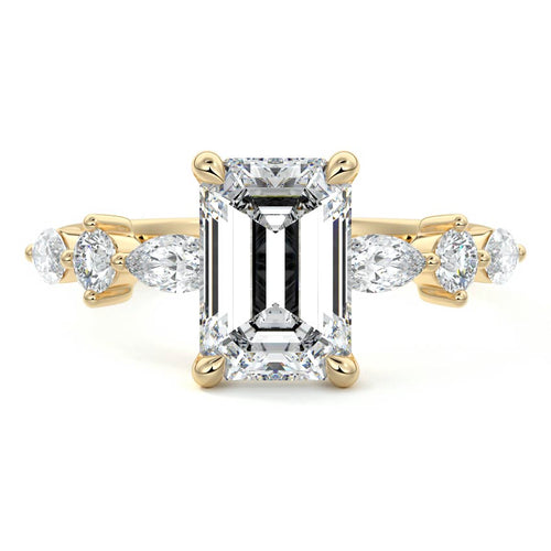 Althea - Emerald Cut Yellow Gold Lab Grown Diamond Engagement Ring | Nura Lab