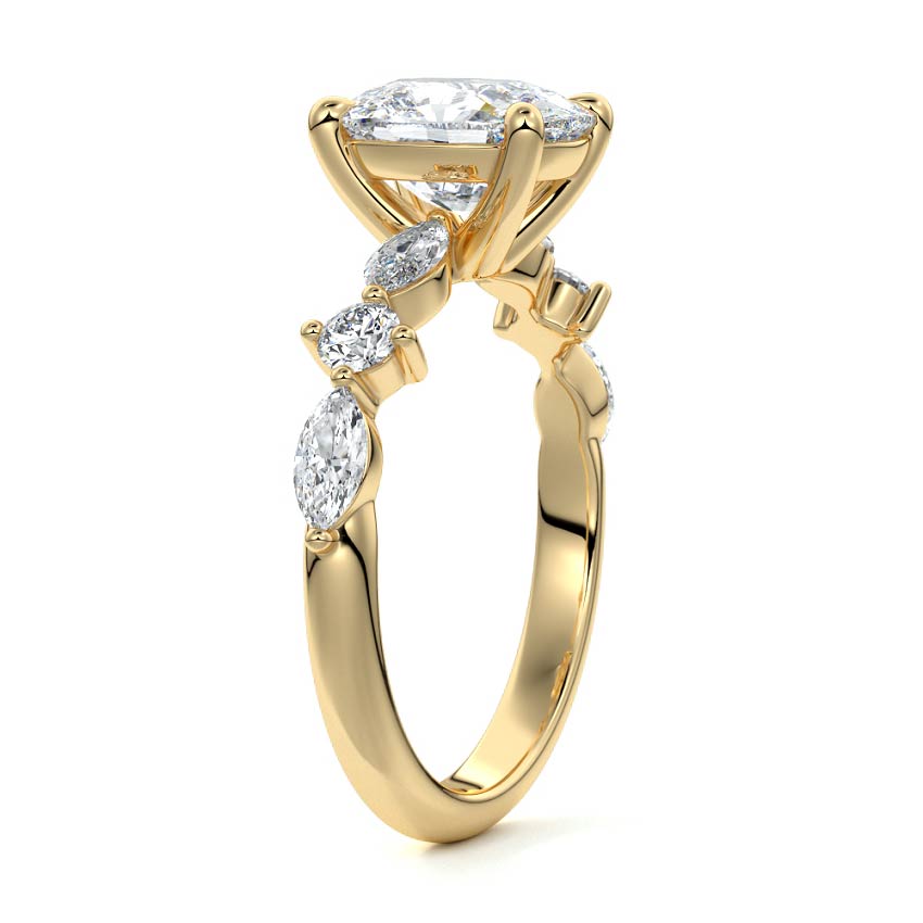 Althea - Cushion Yellow Gold Engagement Ring Side View | Nura Lab