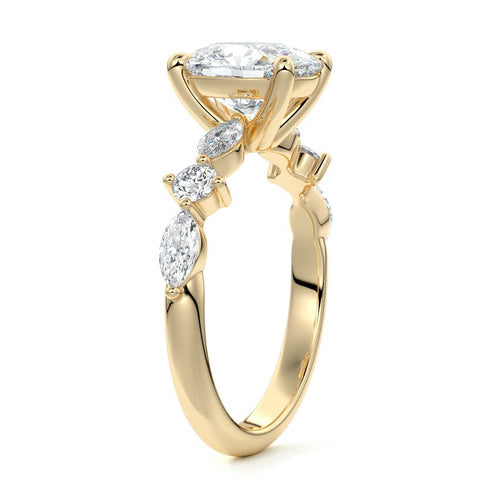 Althea - Cushion Yellow Gold Engagement Ring Side View | Nura Lab