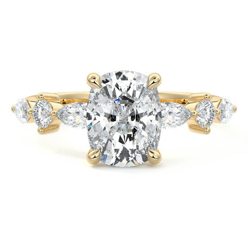 Althea - Cushion Yellow Gold Engagement Ring Detail View | Nura Lab
