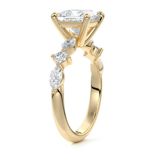 Althea - Princess Yellow Gold Engagement Ring Side View | Nura Lab