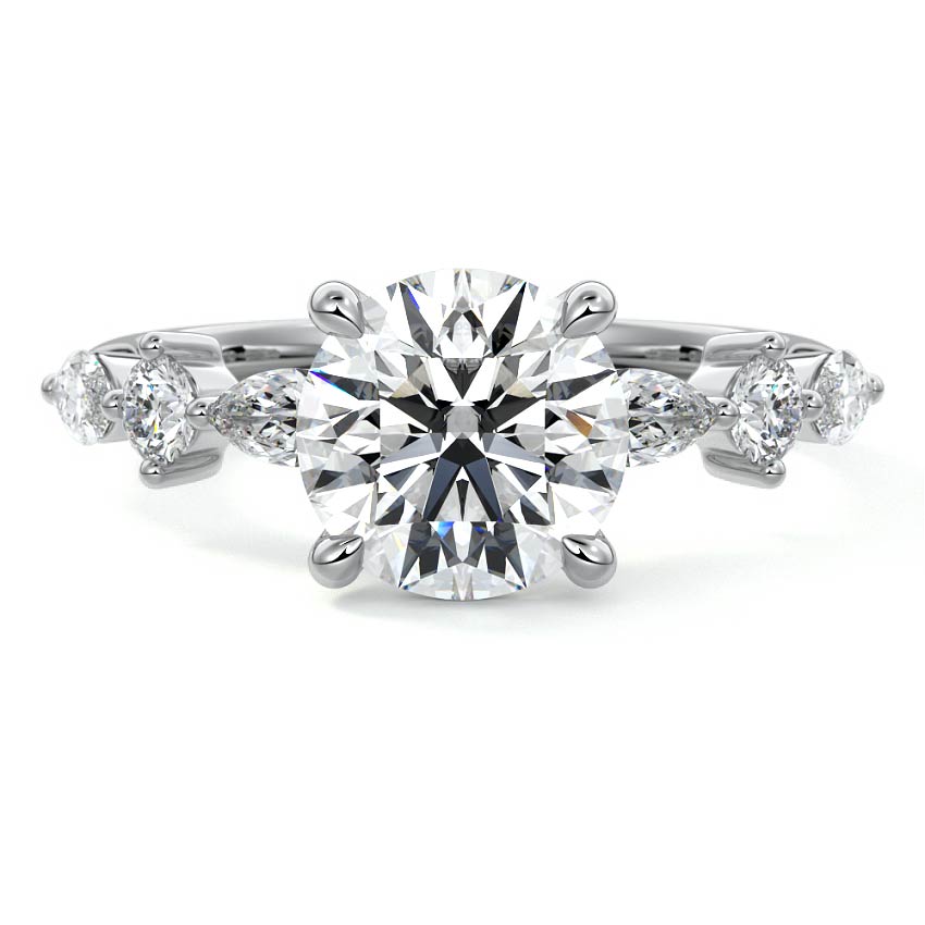 Althea round side stone lab grown diamond engagement ring in platinum