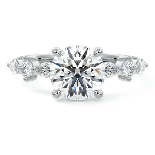 Althea round side stone lab grown diamond engagement ring in platinum