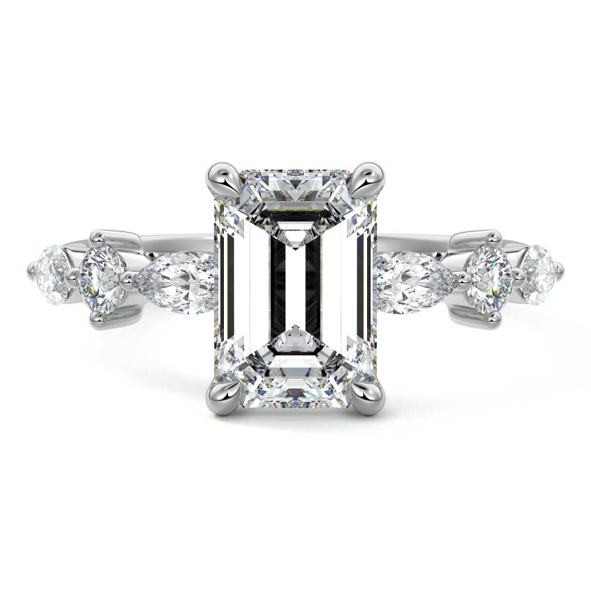 Althea - Emerald Cut Platinum Lab Grown Diamond Engagement Ring | Nura Lab
