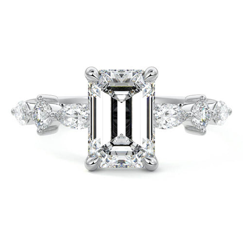 Althea - Emerald Cut Platinum Lab Grown Diamond Engagement Ring | Nura Lab