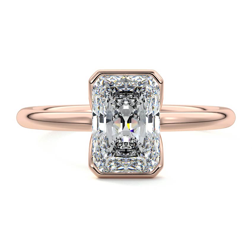 Amira radiant bezel solitaire lab grown diamond engagement ring in rose gold