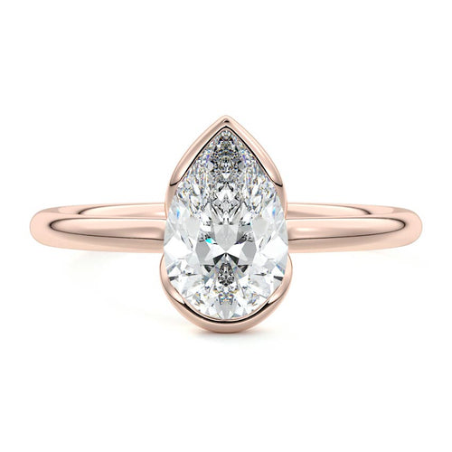 Amira pear bezel solitaire lab grown diamond engagement ring in rose gold