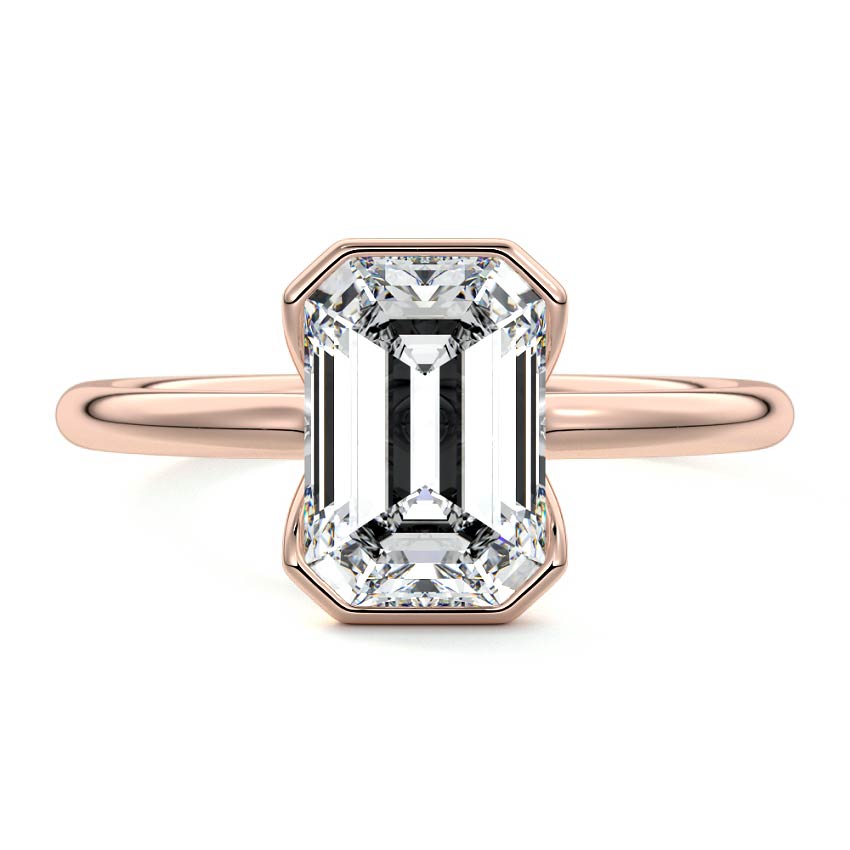 Amira - Emerald Cut Rose Gold Lab Grown Diamond Engagement Ring | Nura Lab