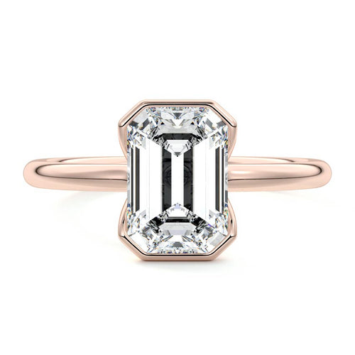 Amira - Emerald Cut Rose Gold Lab Grown Diamond Engagement Ring | Nura Lab
