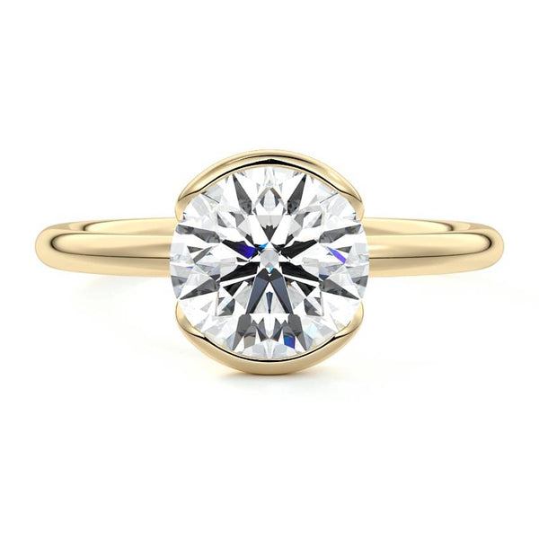 Amira - Round Bezel Solitaire Lab Grown Diamond Engagement Ring