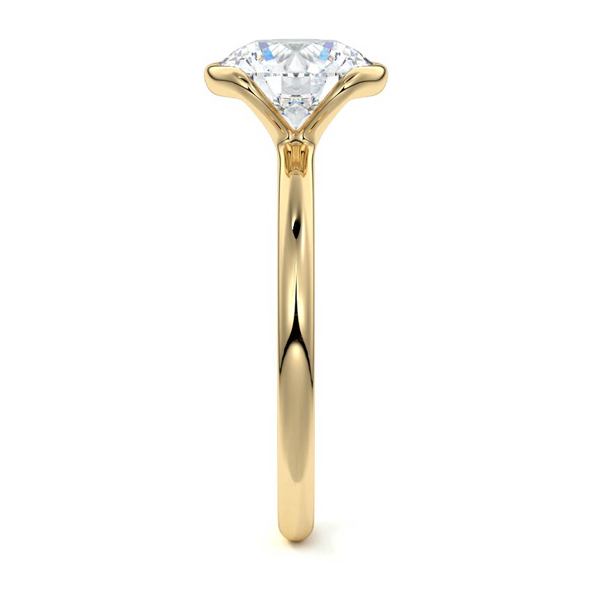 Amira - Round Yellow Gold Engagement Ring Side View | Nura Lab
