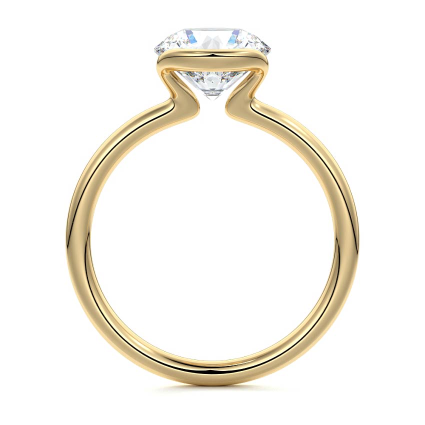 Amira - Round Yellow Gold Engagement Ring Profile View | Nura Lab
