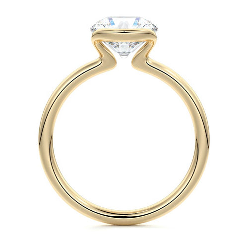 Amira - Round Yellow Gold Engagement Ring Profile View | Nura Lab