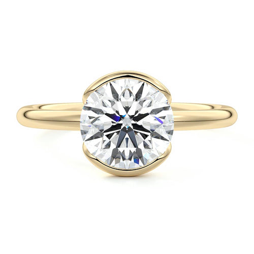 Amira - Round Yellow Gold Engagement Ring Detail View | Nura Lab