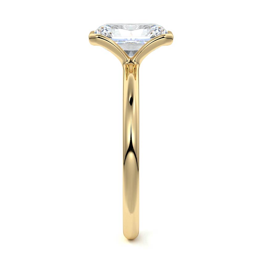 Amira - Radiant Yellow Gold Engagement Ring Side View | Nura Lab