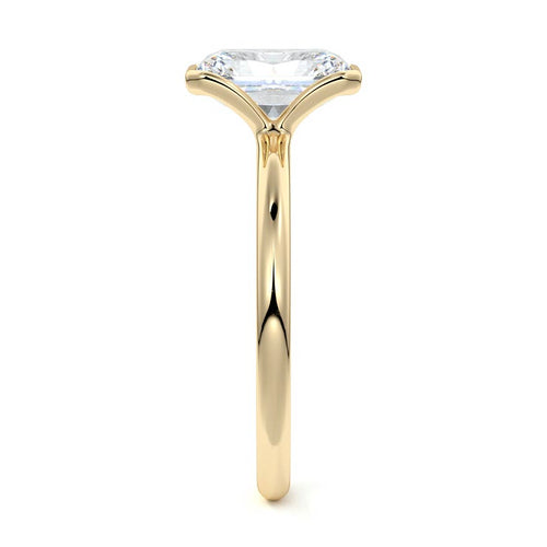 Amira - Radiant Yellow Gold Engagement Ring Side View | Nura Lab