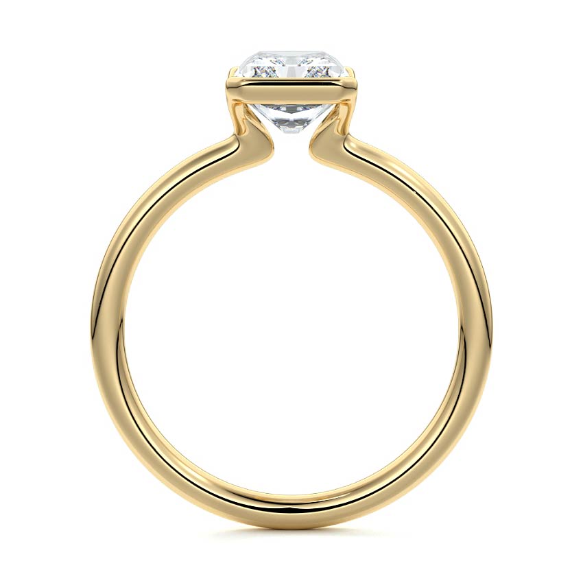 Amira - Radiant Yellow Gold Engagement Ring Profile View | Nura Lab