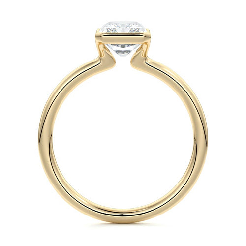 Amira - Radiant Yellow Gold Engagement Ring Profile View | Nura Lab