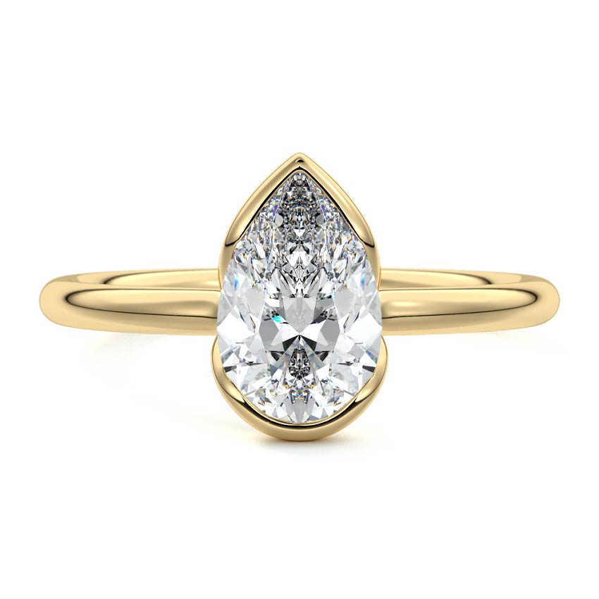 Amira - Pear Yellow Gold Engagement Ring Detail View | Nura Lab