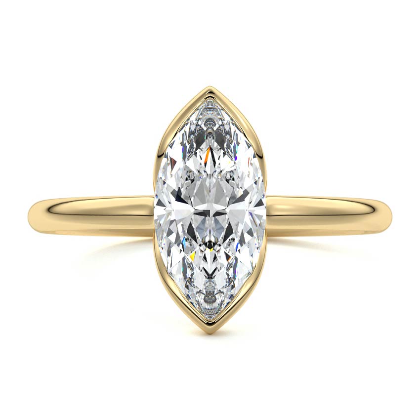 Amira - Marquise Yellow Gold Lab Grown Diamond Engagement Ring | Nura Lab