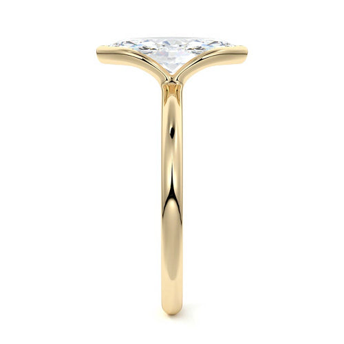 Amira - Marquise Yellow Gold Engagement Ring Side View | Nura Lab