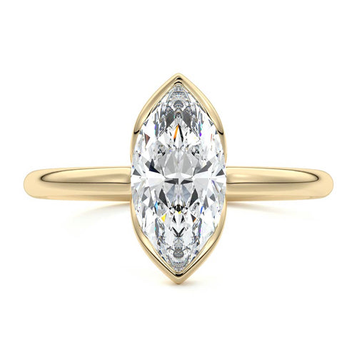 Amira - Marquise Yellow Gold Engagement Ring Detail View | Nura Lab