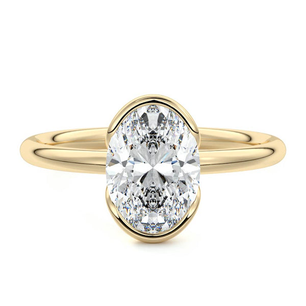Amira - Oval Bezel Solitaire Lab Grown Diamond Engagement Ring