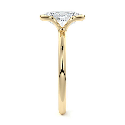 Amira oval bezel solitaire lab grown diamond engagement ring in yellow gold