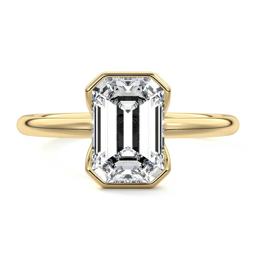 Amira - Emerald Cut Yellow Gold Lab Grown Diamond Engagement Ring | Nura Lab