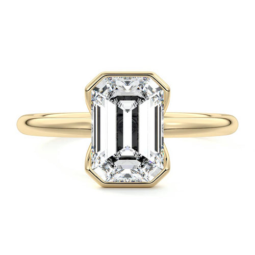 Amira - Emerald Cut Yellow Gold Lab Grown Diamond Engagement Ring | Nura Lab