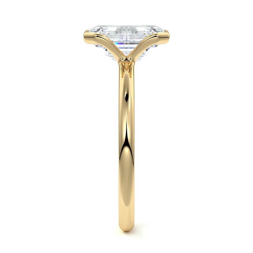 Amira - Emerald Cut Yellow Gold Engagement Ring Side View | Nura Lab