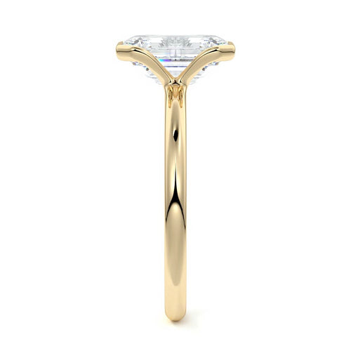 Amira - Emerald Cut Yellow Gold Engagement Ring Side View | Nura Lab