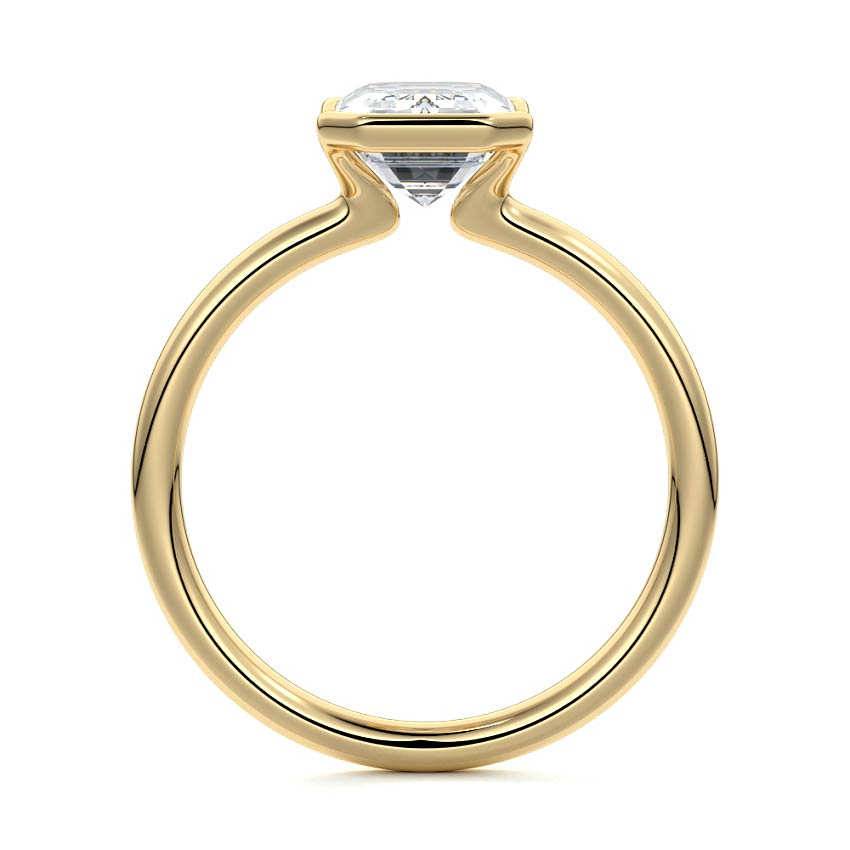 Amira - Emerald Cut Yellow Gold Engagement Ring Profile View | Nura Lab