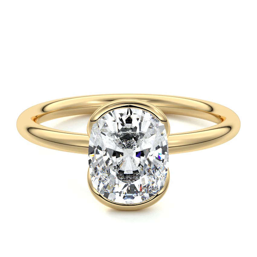 Amira - Cushion Yellow Gold Lab Grown Diamond Engagement Ring | Nura Lab