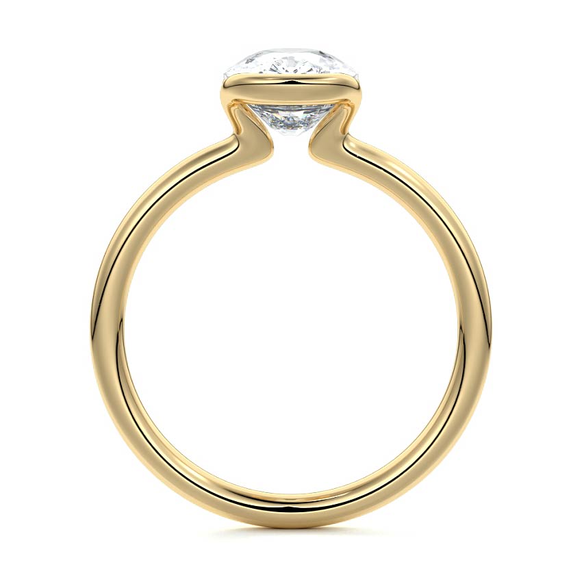 Amira - Cushion Yellow Gold Engagement Ring Side View | Nura Lab