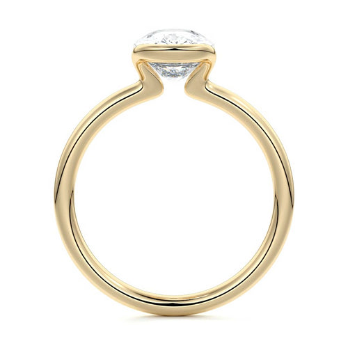 Amira - Cushion Yellow Gold Engagement Ring Side View | Nura Lab