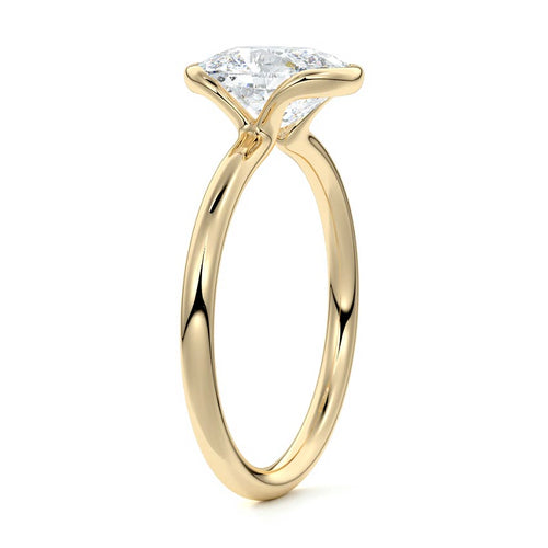 Amira - Cushion Yellow Gold Engagement Ring Profile View | Nura Lab