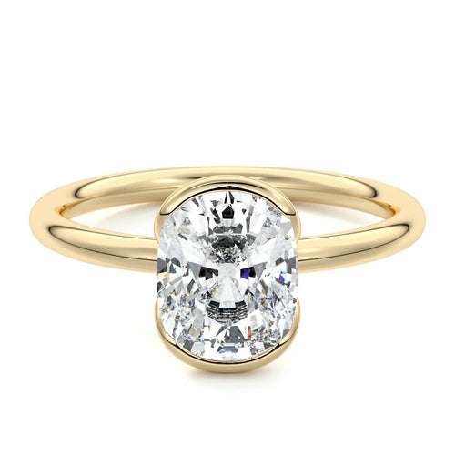 Amira - Cushion Yellow Gold Engagement Ring Detail View | Nura Lab