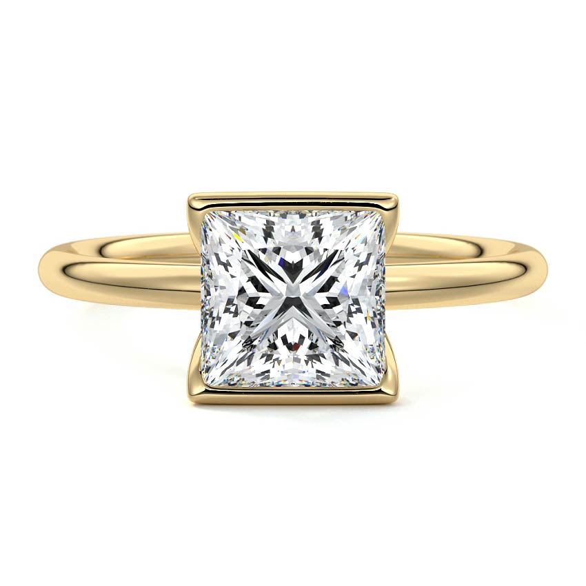 Amira - Princess Yellow Gold Lab Grown Diamond Engagement Ring | Nura Lab