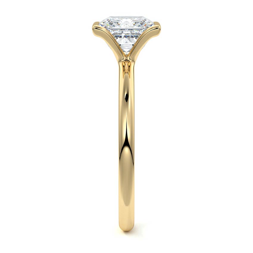 Amira princess bezel solitaire lab grown diamond engagement ring in yellow gold